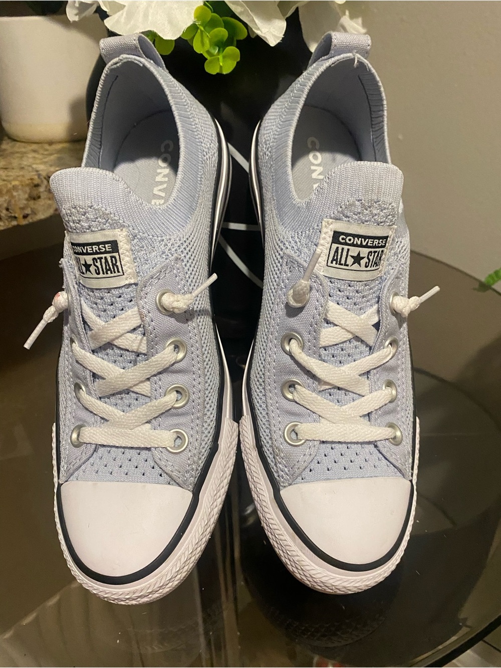 Converse All Star Slip-On Light Blue Low Top Sneakers ~ Sz 8 - Picture 1 of 8